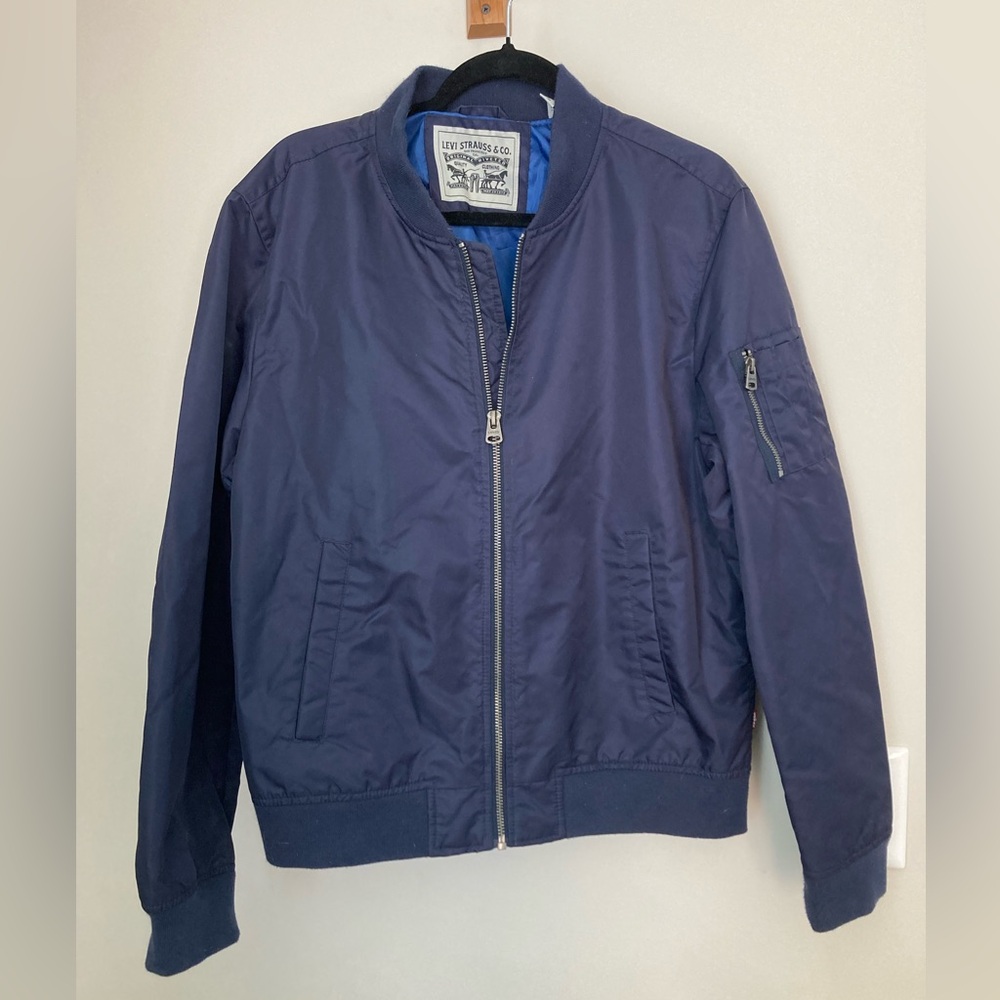 Levi's Blue Bomber Jacket with Ribbed Details